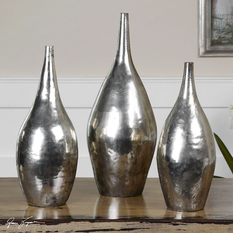 Uttermost Rajata Silver Vases S/3 image number 1